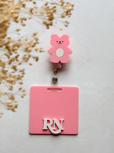 Teddy Bear Nurse Badge Reel & Badge Buddy Set | Personalized ID Set
