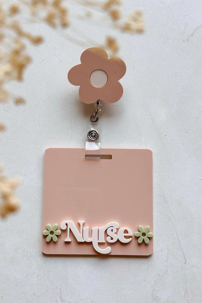 Floral Nurse Badge Reel & Personalized Badge Buddy Set | Custom ID Badge Holder