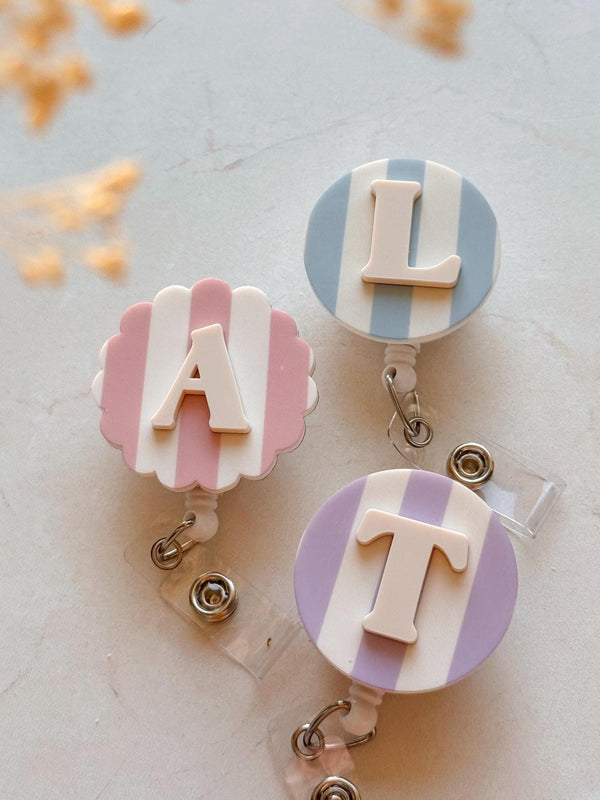 Striped Gingham Nurse Badge Reel | Personalized Retractable ID Holder