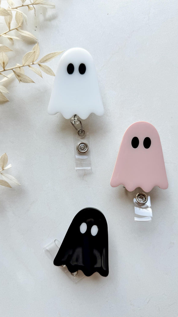 Halloween Ghost Nurse Badge Reel | Cute Retractable ID Holder