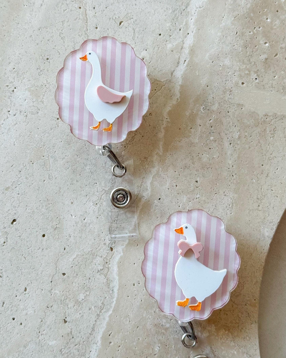 Scalloped Coquette Bow Badge Reel by Monochromaticfinds