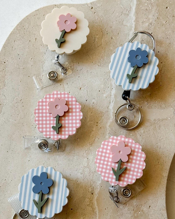 Spring Tulip Floral Nurse Badge Reel | Cute ID Badge Holder