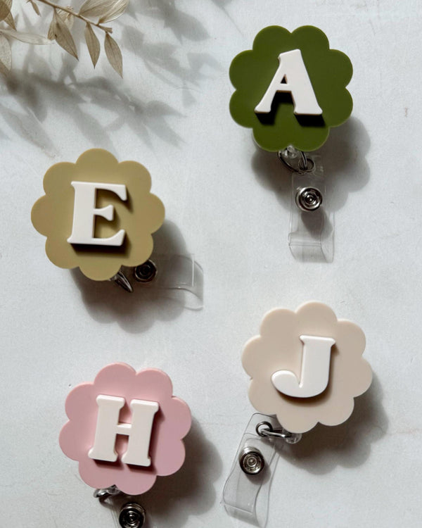 Scallop Floral Nurse Badge Reel | Personalized Retractable ID Holder