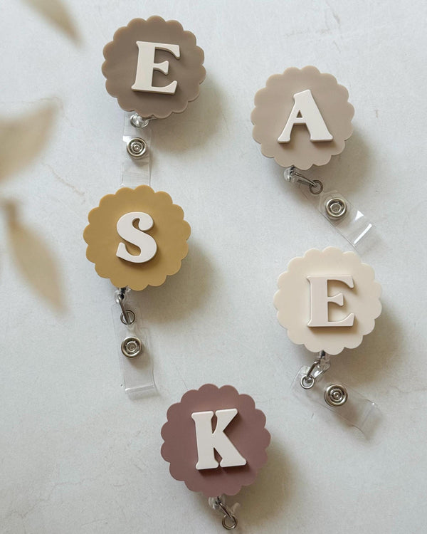 Scalloped Nurse Badge Reel | Personalized Monogram Retractable ID Holder