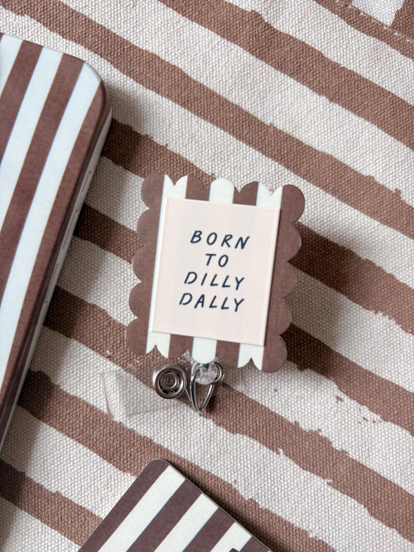 Striped Scalloped Nurse Badge Reel | Cute Retractable ID Badge Holder