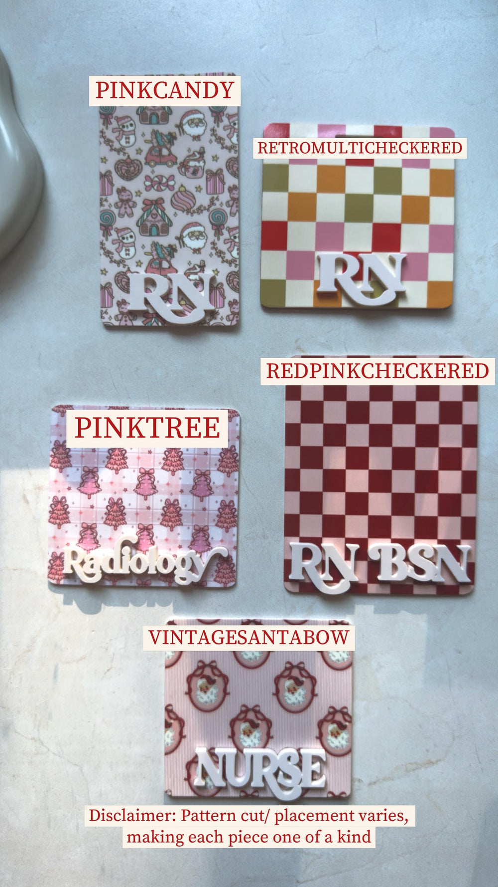 Holiday Polka Dot Gingham Badge Buddy – Personalized by Monochromaticfinds