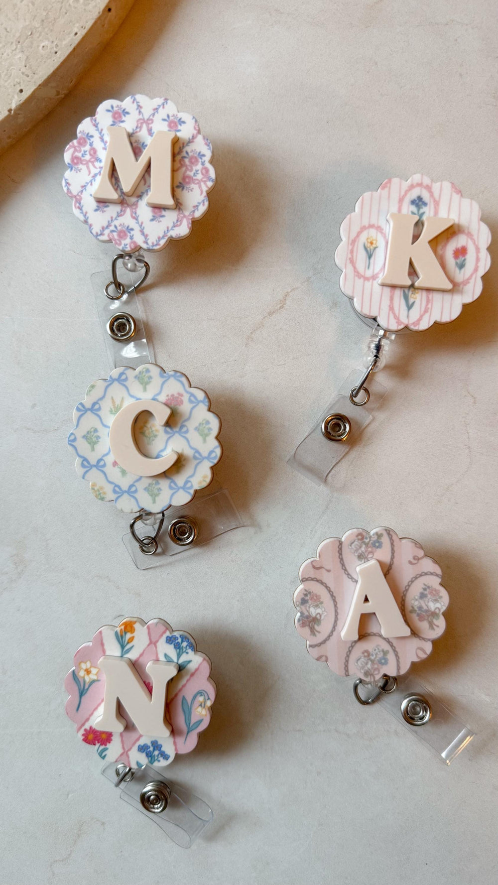 Spring Gingham Floral Badge Reel – Personalized by Monochromaticfinds