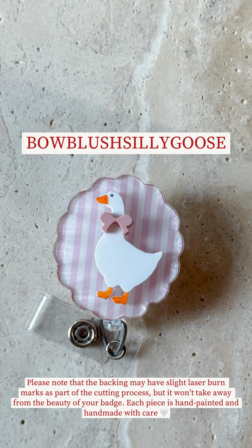 Scalloped Coquette Bow Badge Reel by Monochromaticfinds