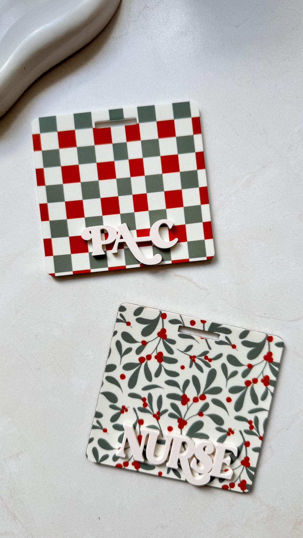 Holiday Polka Dot Gingham Badge Buddy – Personalized by Monochromaticfinds