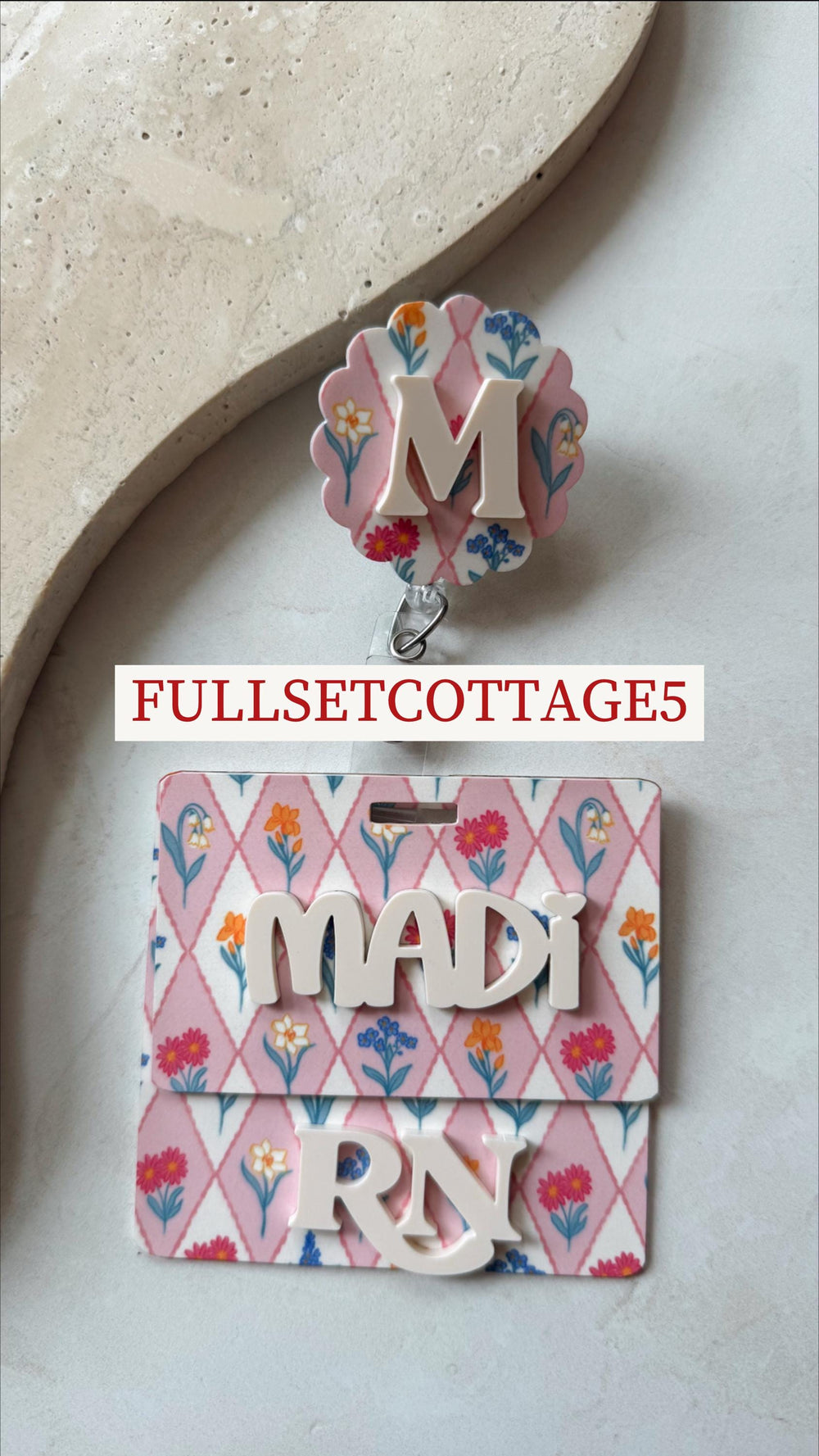 Valentine Teddy Bear Floral Badge Buddy – Personalized by Monochromaticfinds