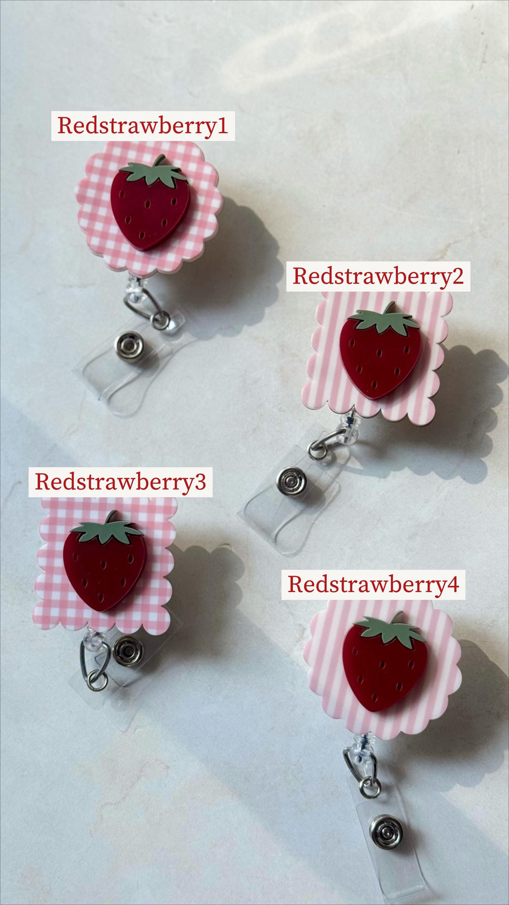 Gingham Strawberry Badge Buddy by Monochromaticfinds
