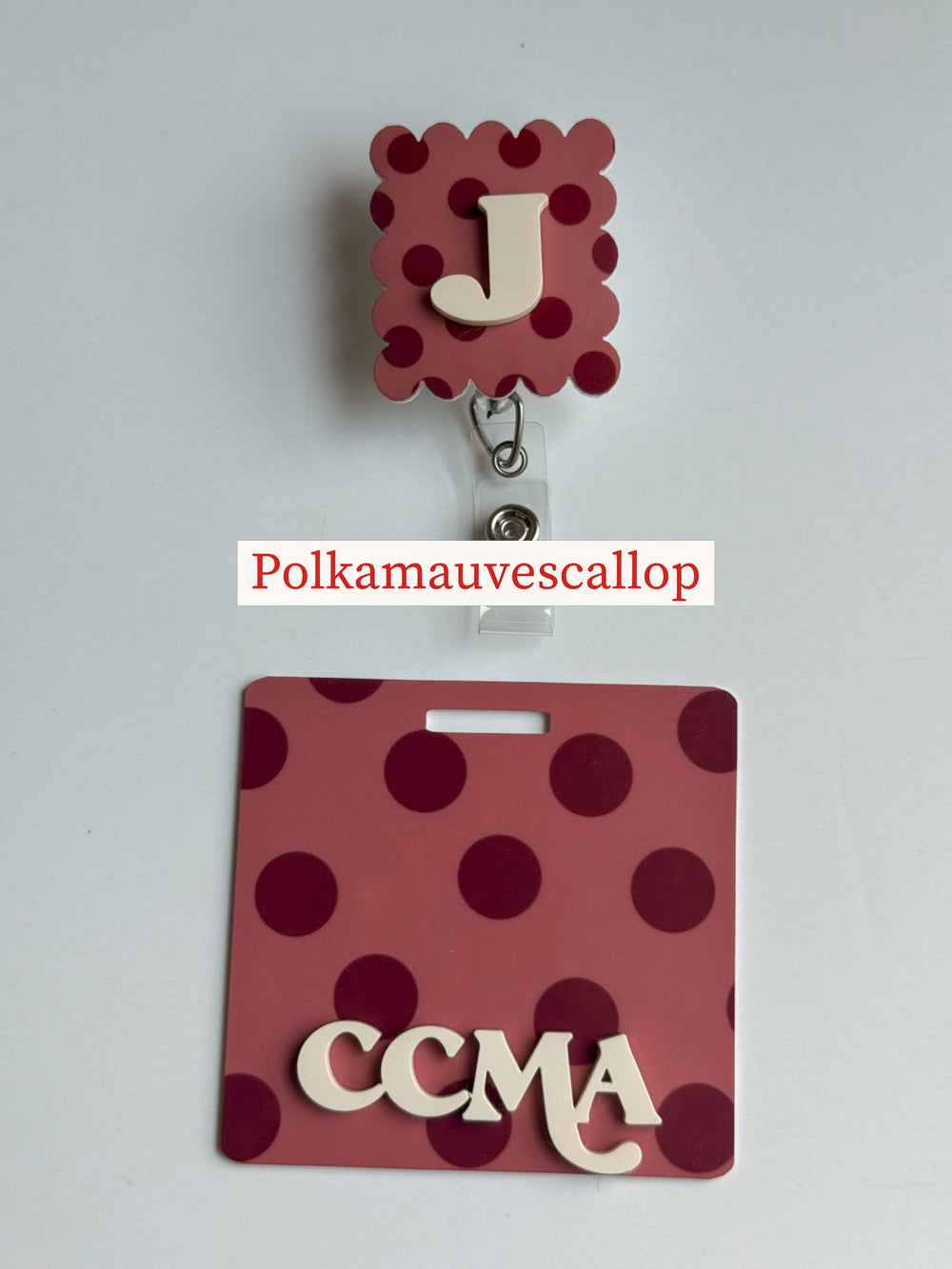 Polka dots badge reel, Polka dots badge buddy, badge set