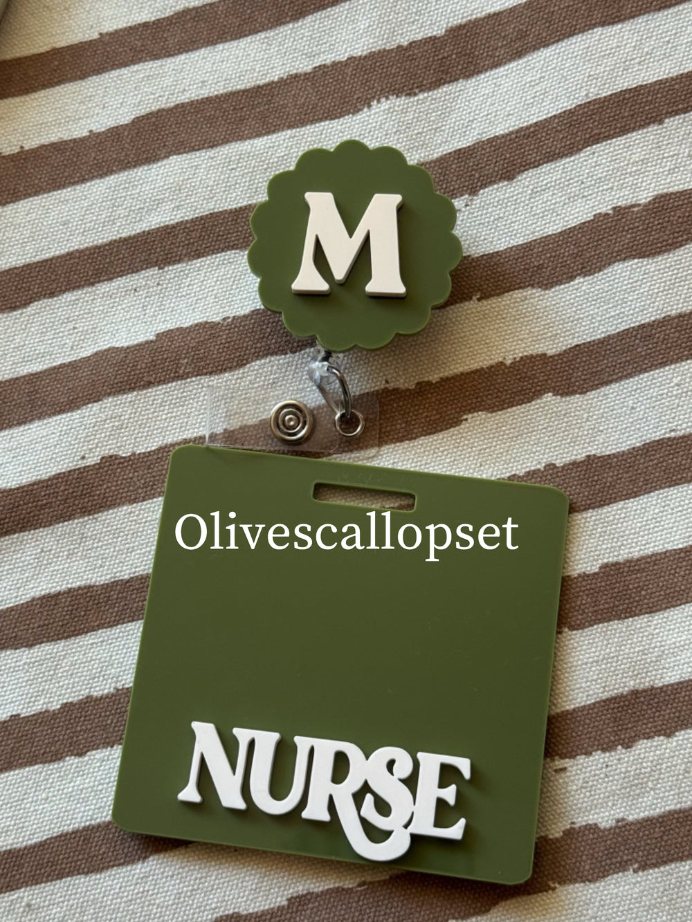 Fall Color Badge Set, Neutral Tone Badge Buddy, Scallop badge reel