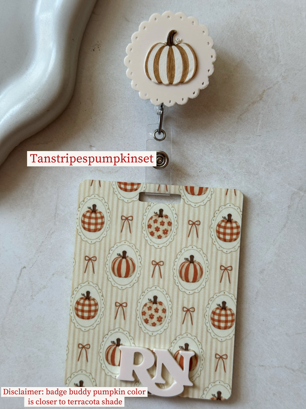 Floral Fall Stripes Badge Buddy, Badge Reel ID holder Set