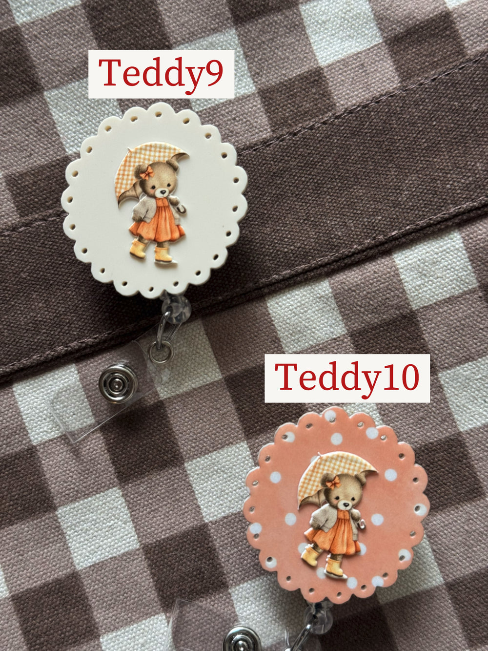 Teddy Bear fall outfit pumpkin badge reel