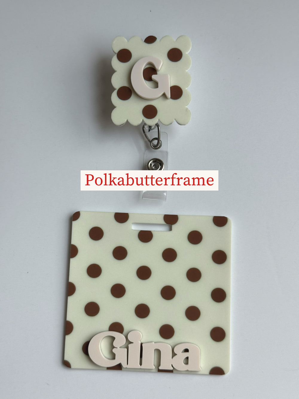 Polka dots badge reel, Polka dots badge buddy, badge set