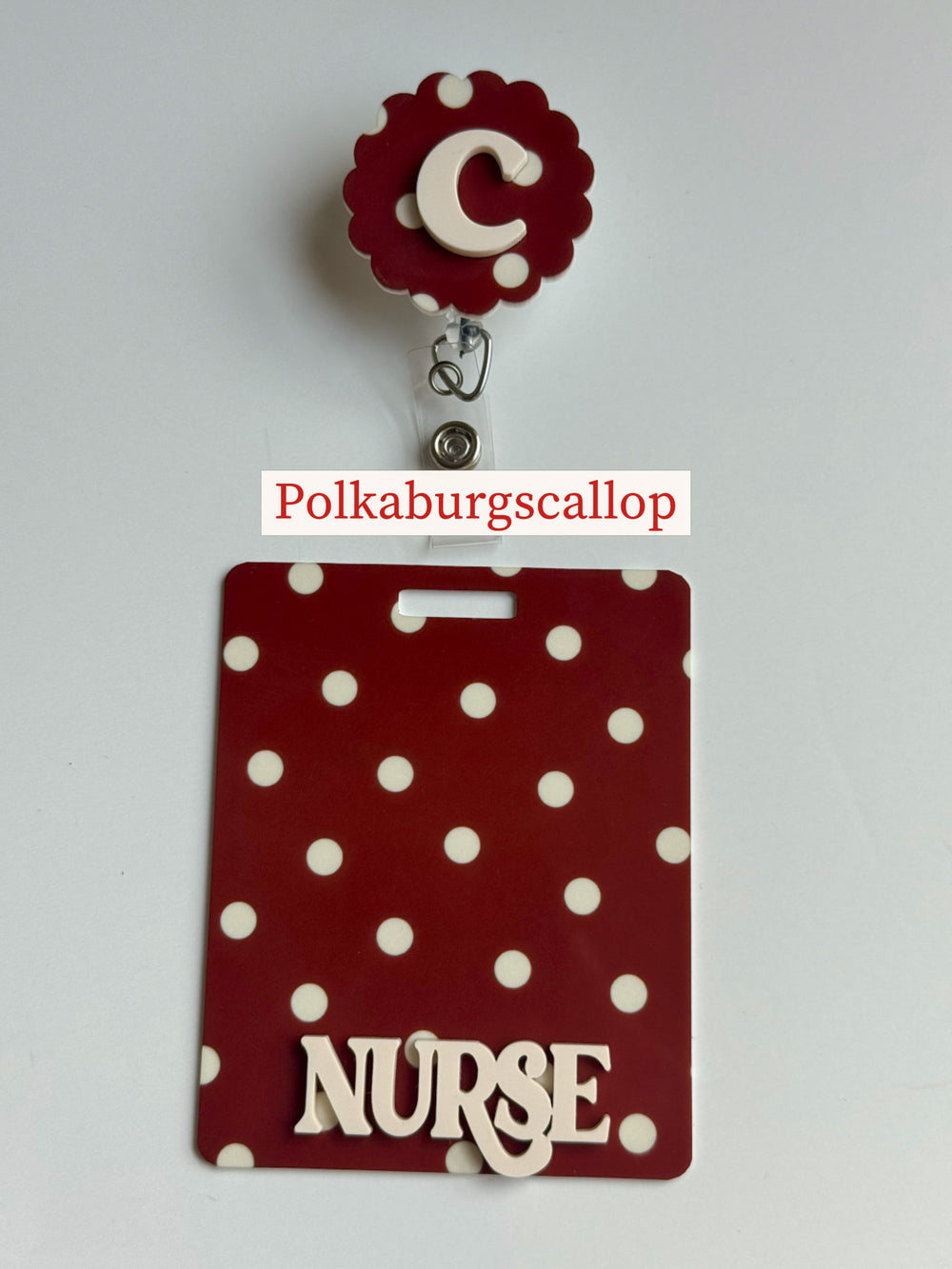 Polka dots badge reel, Polka dots badge buddy, badge set