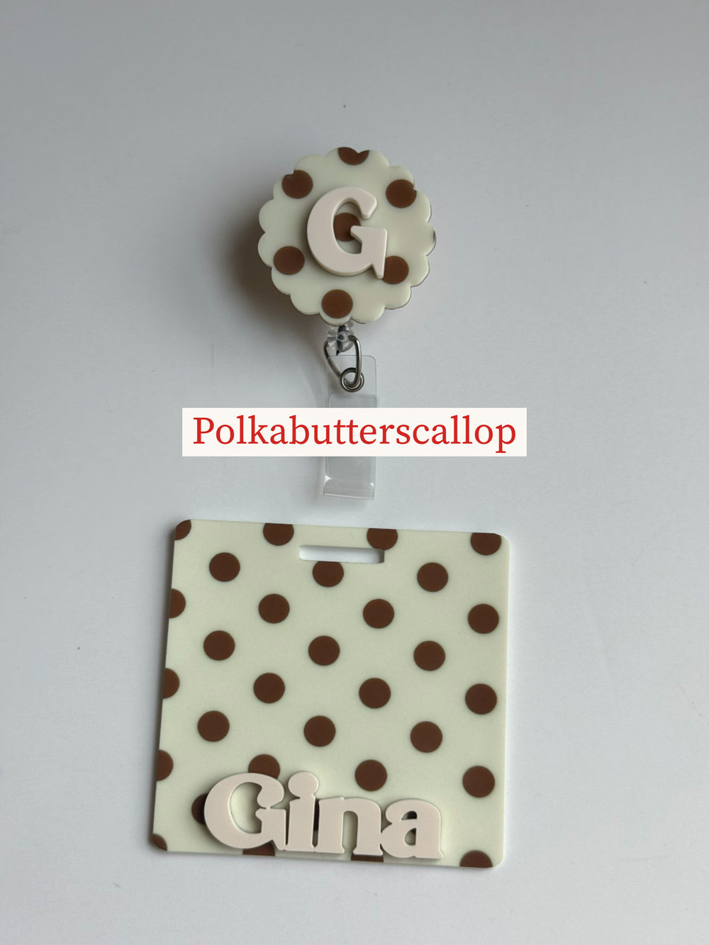 Polka dots badge reel, Polka dots badge buddy, badge set