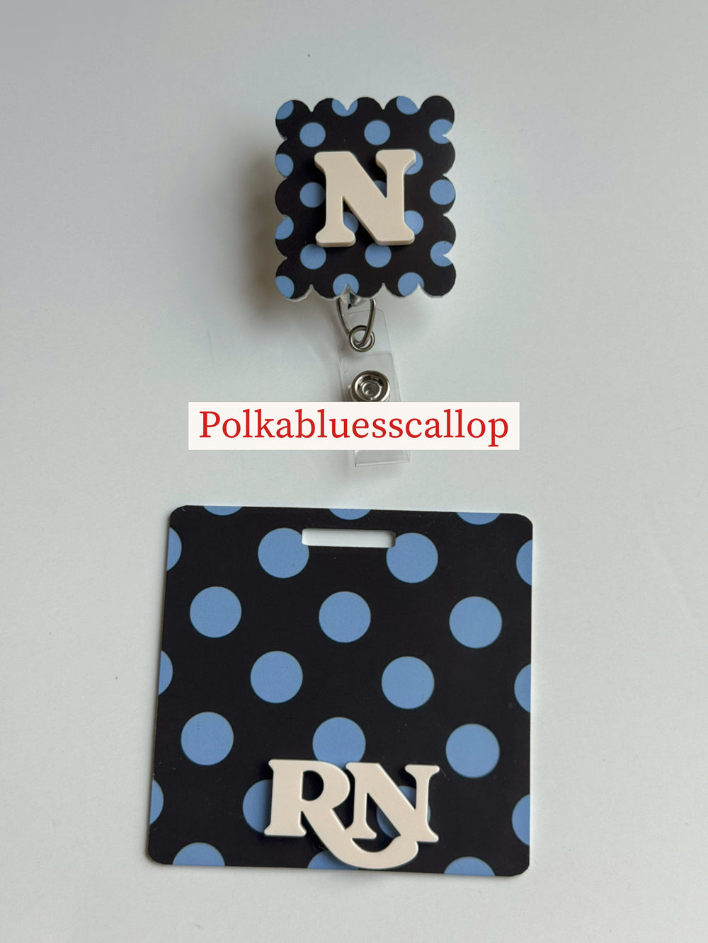 Polka dots badge reel, Polka dots badge buddy, badge set