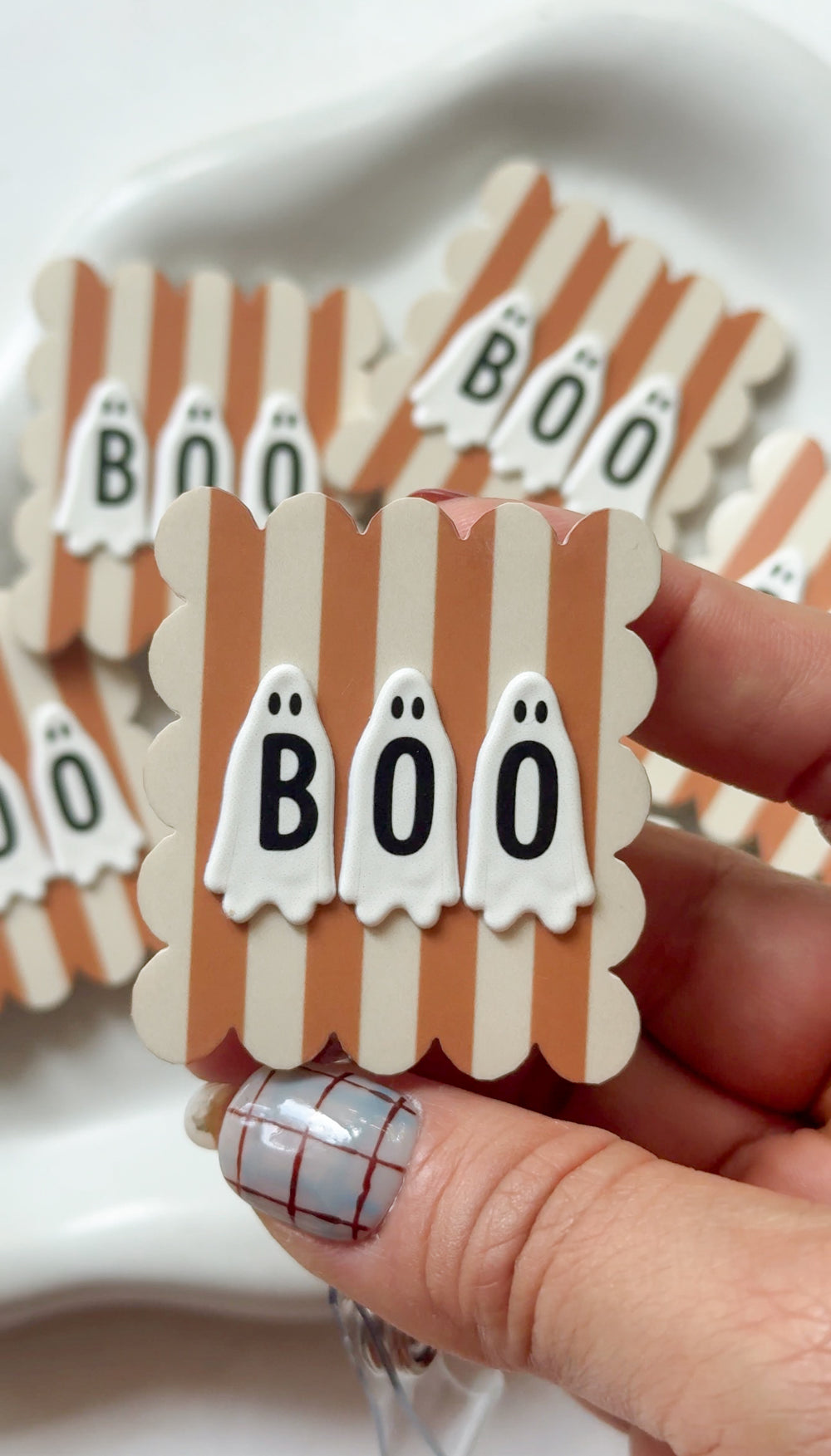 Boo Badge Reel, Skeleton Teddy Bear Halloween Badge Accessories