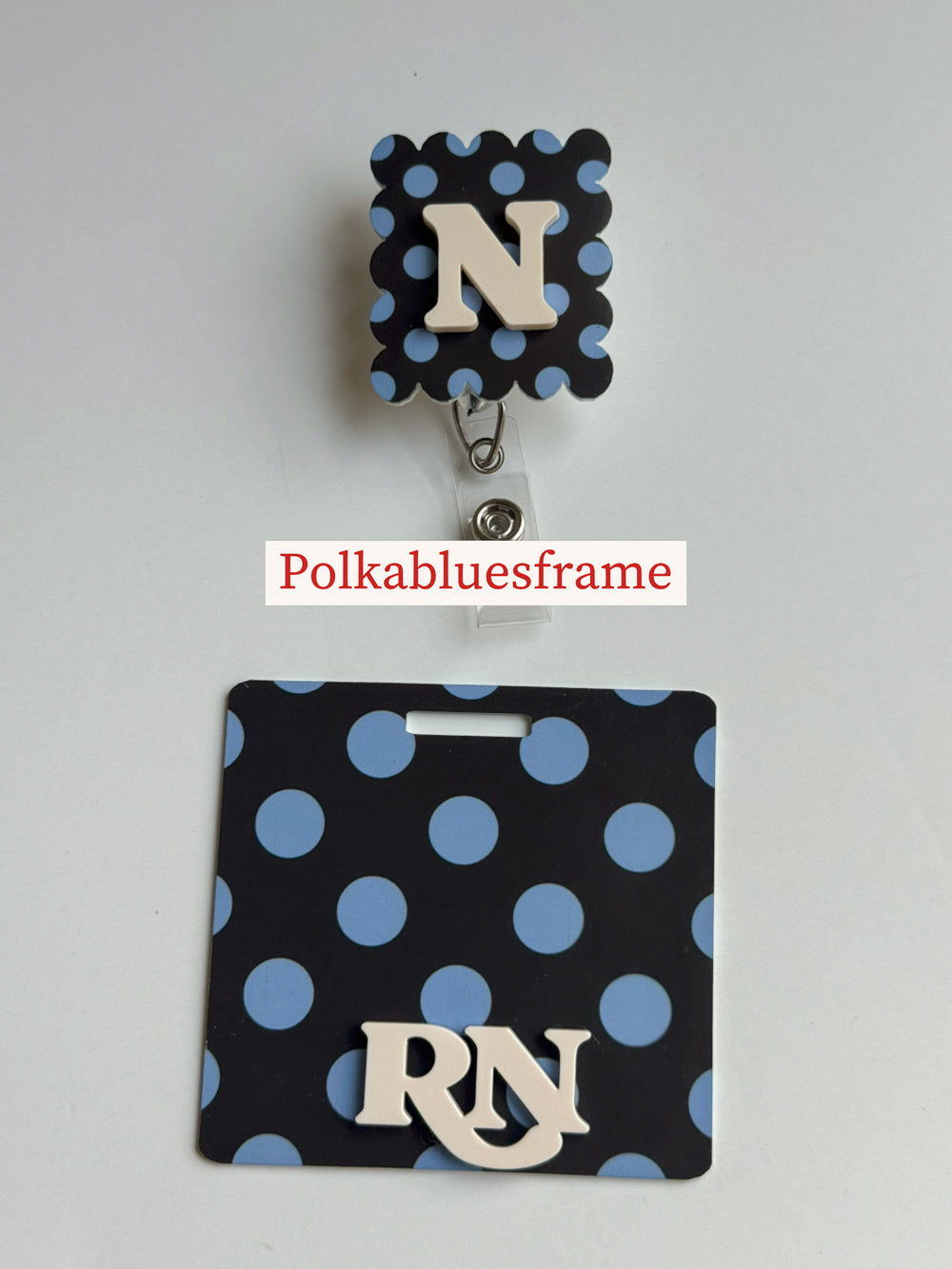 Polka dots badge reel, Polka dots badge buddy, badge set