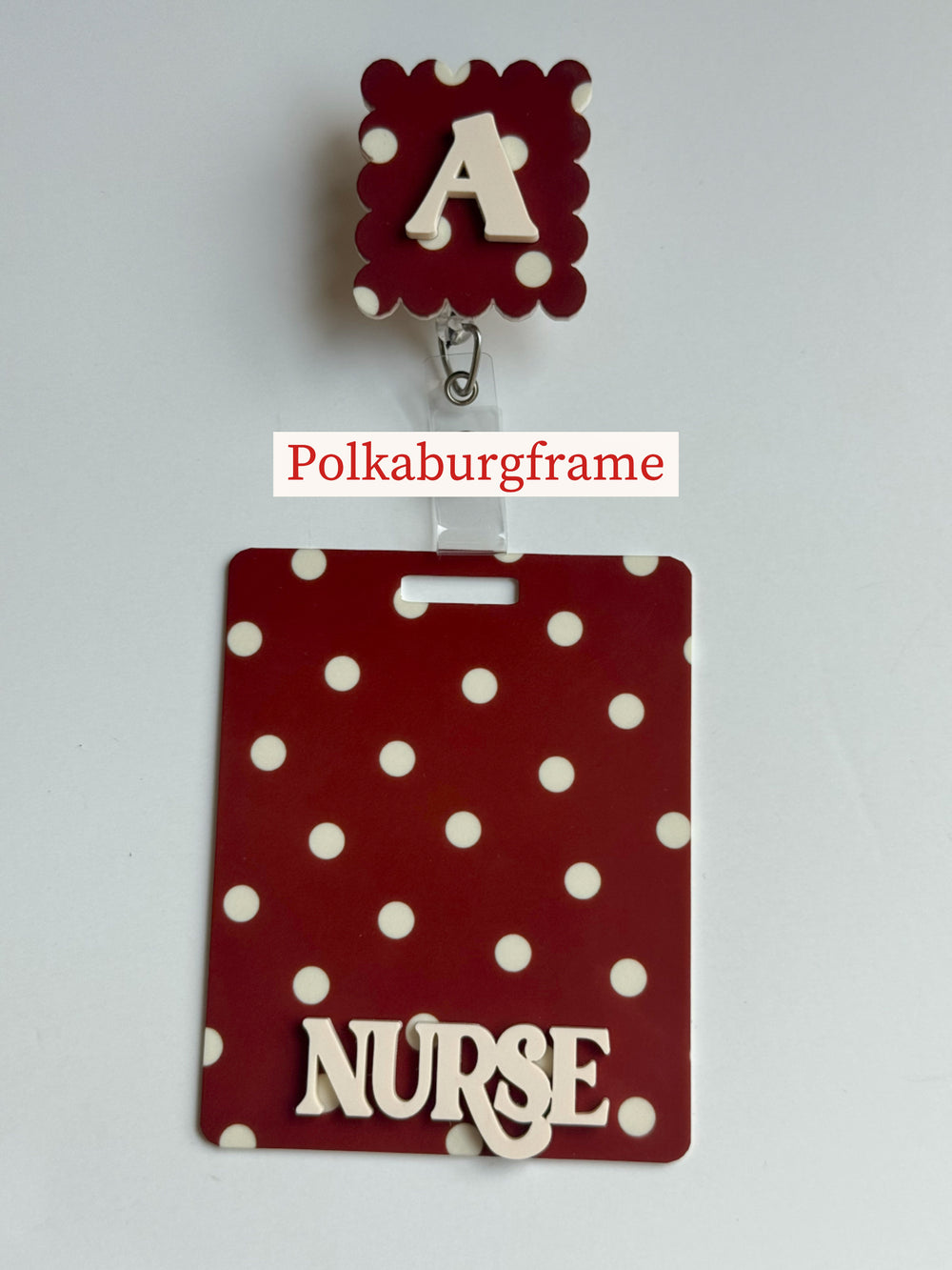 Polka dots badge reel, Polka dots badge buddy, badge set