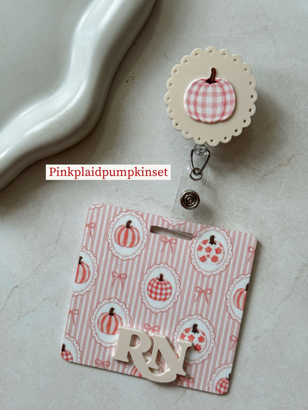 Floral Fall Stripes Badge Buddy, Badge Reel ID holder Set