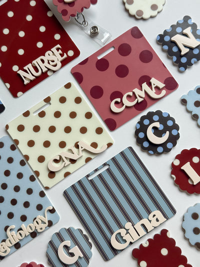 Polka dots badge reel, Polka dots badge buddy, badge set