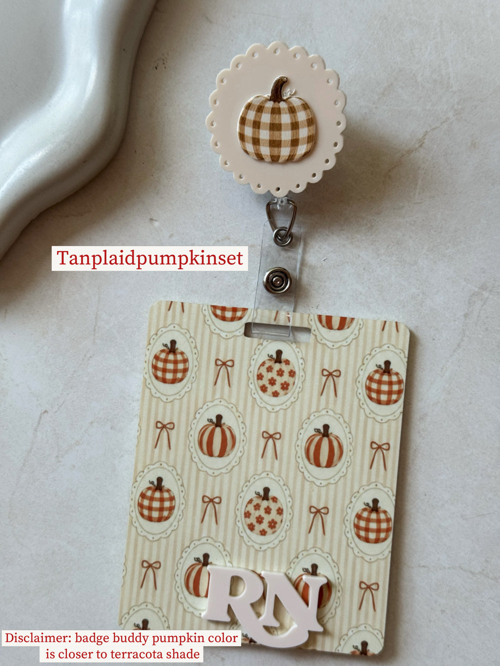 Floral Fall Stripes Badge Buddy, Badge Reel ID holder Set