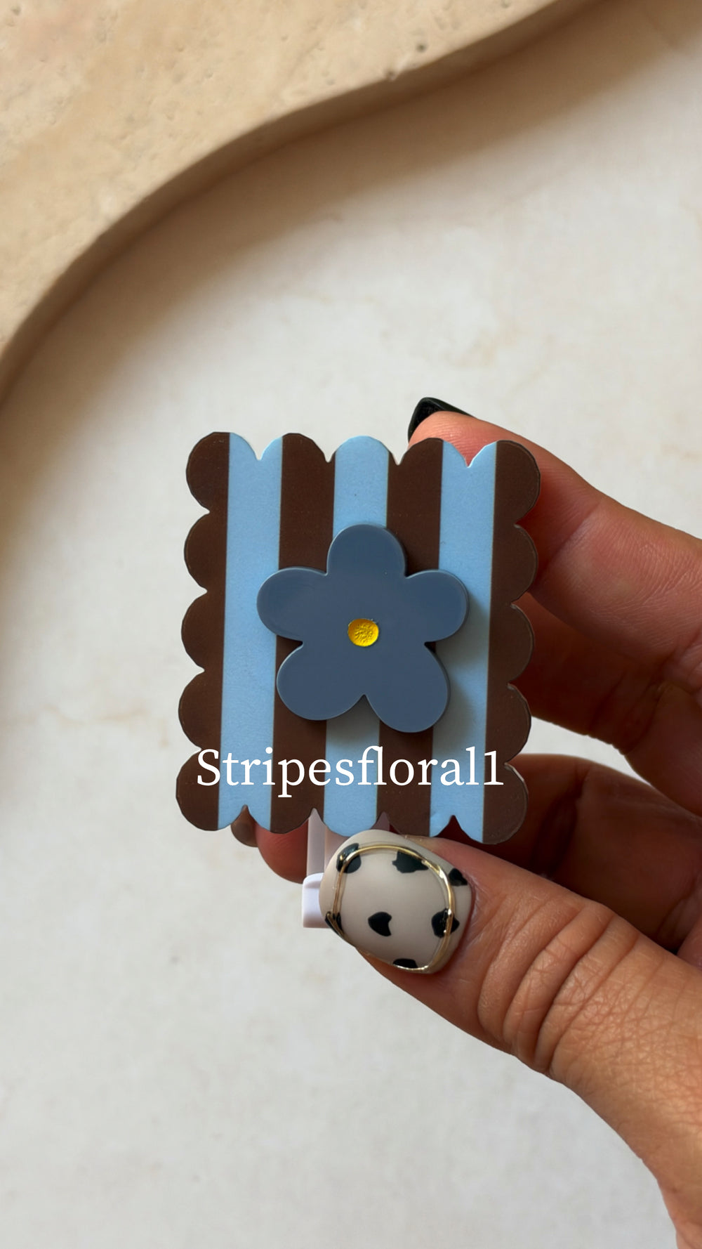 Stripes flower Nurse Badge Reel | Gingham Flower Badge Reel