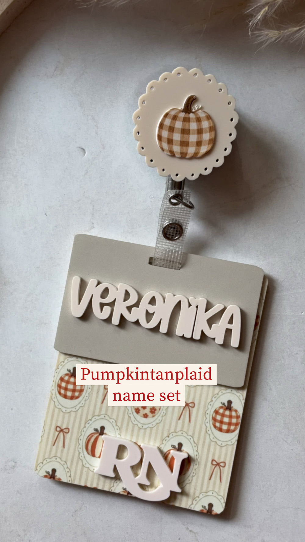 Coffee oclock badge set/ Brown stripes badge name tag