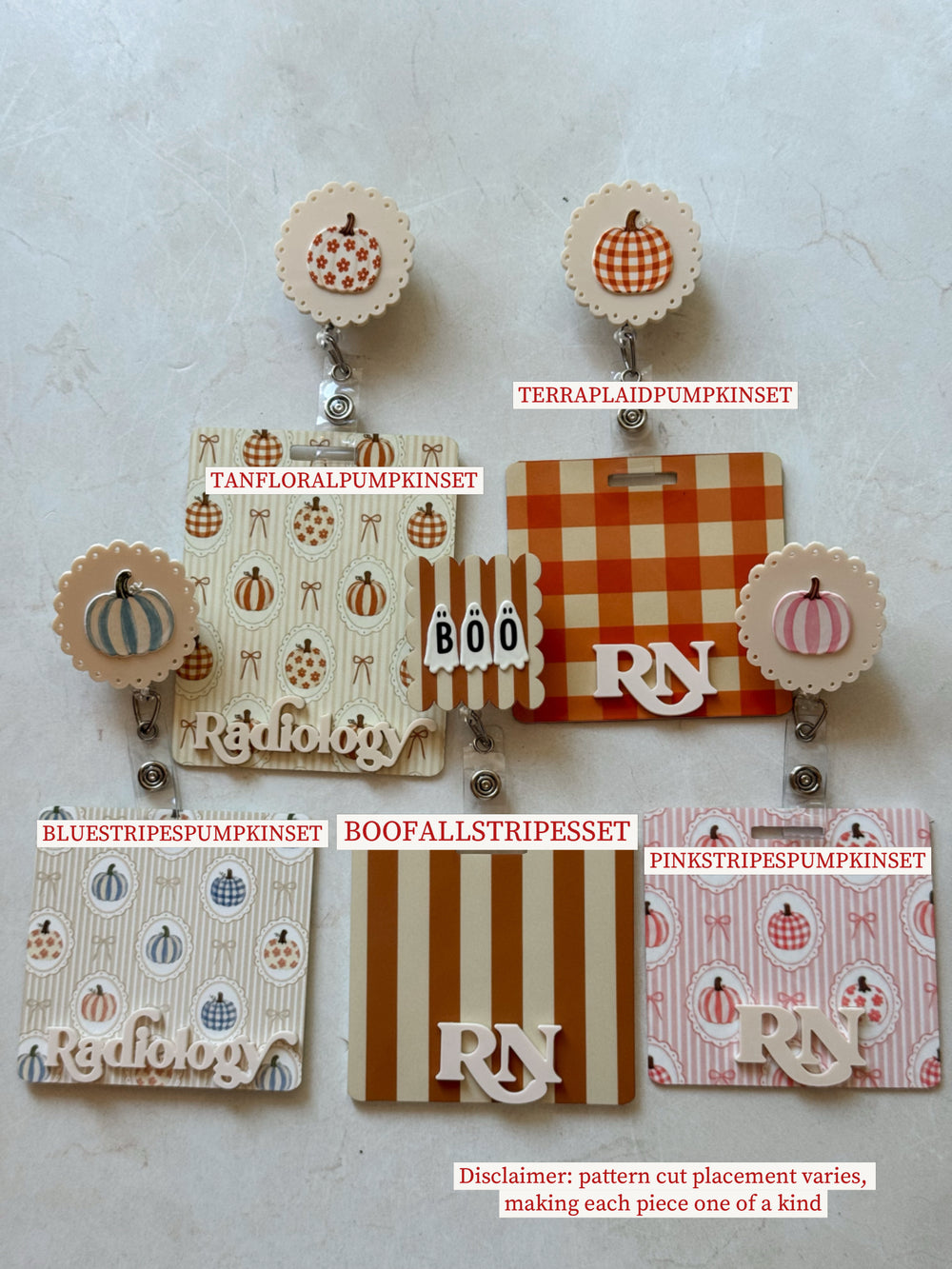 Floral Fall Stripes Badge Buddy, Badge Reel ID holder Set