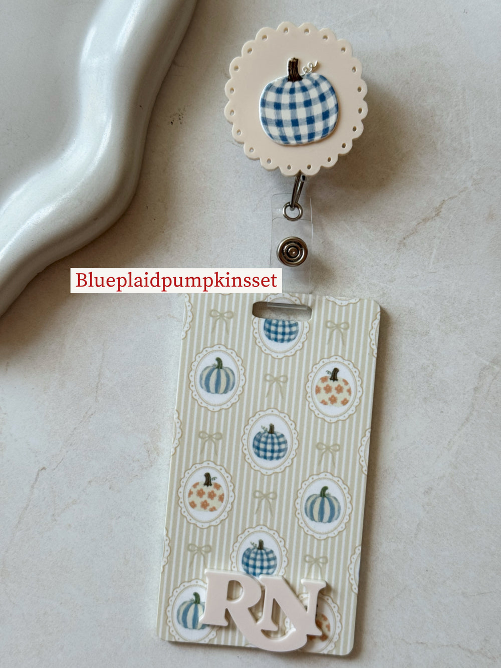 Floral Fall Stripes Badge Buddy, Badge Reel ID holder Set